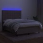 Boxspringbett mit Matratze und LED-Leuchten taupegrauer Stoff 140x200 cm von vidaXL, Betten und Lattenroste - Ref: Foro24-313...