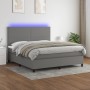 Box spring bed mattress and LED lights dark gray fabric 180x200 cm by vidaXL, Beds and slatted bases - Ref: Foro24-3134734, P...