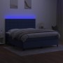 Boxspringbettmatratze und LED-Leuchten aus blauem Stoff 180x200 cm von vidaXL, Betten und Lattenroste - Ref: Foro24-3134899, ...