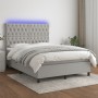 Box spring bed mattress and LED lights light gray fabric 140x190 cm by vidaXL, Beds and slatted bases - Ref: Foro24-3135109, ...