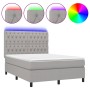 Cama box spring colchón y luces LED tela gris claro 140x190 cm de vidaXL, Camas y somieres - Ref: Foro24-3135109, Precio: 532...