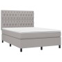 Boxspringbettmatratze und LED-Leuchten hellgrauer Stoff 140x190 cm von vidaXL, Betten und Lattenroste - Ref: Foro24-3135109, ...