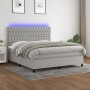 Box spring bed mattress and LED lights light gray fabric 160x200 cm by vidaXL, Beds and slatted bases - Ref: Foro24-3135125, ...