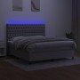 Box spring bed mattress and LED lights light gray fabric 160x200 cm by vidaXL, Beds and slatted bases - Ref: Foro24-3135125, ...