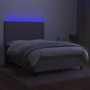 Box spring bed mattress and LED lights light gray fabric 140x200 cm by vidaXL, Beds and slatted bases - Ref: Foro24-3134717, ...