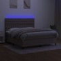 Box spring bed with mattress and LED lights taupe gray fabric 160x200 cm by vidaXL, Beds and slatted bases - Ref: Foro24-3135...