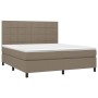 Boxspringbett mit Matratze und LED-Leuchten taupegrauer Stoff 180x200 cm von vidaXL, Betten und Lattenroste - Ref: Foro24-313...