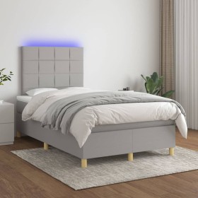 Cama box spring con colchón tela y LED gris claro 120x200 cm de vidaXL, Camas y somieres - Ref: Foro24-3135421, Precio: 434,7...