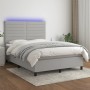 Boxspringbettmatratze und LED-Leuchten hellgrauer Stoff 140x190 cm von vidaXL, Betten und Lattenroste - Ref: Foro24-3134949, ...