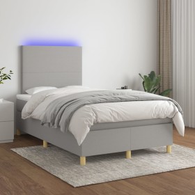 Cama box spring con colchón tela y LED gris claro 120x200 cm de vidaXL, Camas y somieres - Ref: Foro24-3135261, Precio: 432,9...