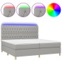 Cama box spring con colchón tela y LED gris claro 200x200 cm de vidaXL, Camas y somieres - Ref: Foro24-3135701, Precio: 663,7...