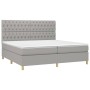 Cama box spring con colchón tela y LED gris claro 200x200 cm de vidaXL, Camas y somieres - Ref: Foro24-3135701, Precio: 663,7...