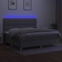 Cama box spring con colchón tela y LED gris claro 200x200 cm de vidaXL, Camas y somieres - Ref: Foro24-3135701, Precio: 663,7...