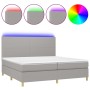 Cama box spring con colchón tela y LED gris claro 200x200 cm de vidaXL, Camas y somieres - Ref: Foro24-3135301, Precio: 652,8...