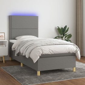 Boxspringbettmatratze und LED-Leuchten dunkelgrauer Stoff 80x200 cm von vidaXL, Betten und Lattenroste - Ref: Foro24-3135310,...