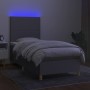 Box spring bed mattress and LED lights light gray fabric 80x200 cm by vidaXL, Beds and slatted bases - Ref: Foro24-3135229, P...