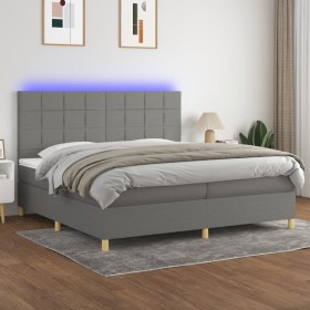 Boxspringbettmatratze und LED-Leuchten hellgrauer Stoff 200x200 cm von vidaXL, Betten und Lattenroste - Ref: Foro24-3135462, ...