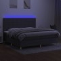 Box spring bed mattress and LED lights light gray fabric 200x200 cm by vidaXL, Beds and slatted bases - Ref: Foro24-3135462, ...