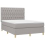 Box spring bed mattress and LED lights light gray fabric 140x200 cm by vidaXL, Beds and slatted bases - Ref: Foro24-3135677, ...