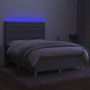 Boxspringbettmatratze und LED-Leuchten aus hellgrauem Stoff 140x200 cm von vidaXL, Betten und Lattenroste - Ref: Foro24-31356...