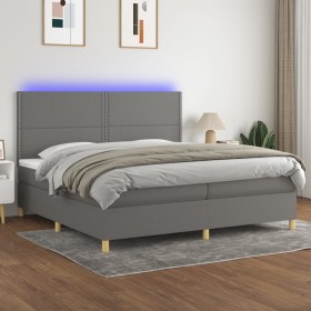 Box spring bed mattress and LED lights light gray fabric 200x200 cm by vidaXL, Beds and slatted bases - Ref: Foro24-3135382, ...