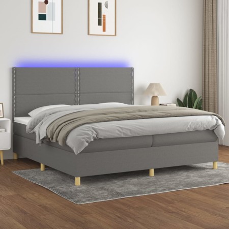 Cama box spring colchón y luces LED tela gris claro 200x200 cm de vidaXL, Camas y somieres - Ref: Foro24-3135382, Precio: 671...