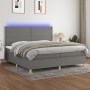 Box spring bed mattress and LED lights light gray fabric 200x200 cm by vidaXL, Beds and slatted bases - Ref: Foro24-3135382, ...