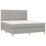 Box spring bed mattress and LED lights light gray fabric 160x200 cm by vidaXL, Beds and slatted bases - Ref: Foro24-3135445, ...