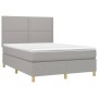 Box spring bed mattress and LED lights light gray fabric 140x200 cm by vidaXL, Beds and slatted bases - Ref: Foro24-3135357, ...