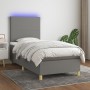 Boxspringbettmatratze und LED-Leuchten dunkelgrauer Stoff 90x190 cm von vidaXL, Betten und Lattenroste - Ref: Foro24-3135238,...