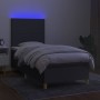 Boxspringbettmatratze und LED-Leuchten dunkelgrauer Stoff 90x190 cm von vidaXL, Betten und Lattenroste - Ref: Foro24-3135238,...