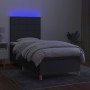 Cama box spring colchón y luces LED tela gris oscuro 100x200 cm de vidaXL, Camas y somieres - Ref: Foro24-3135414, Precio: 37...