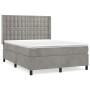 Cama box spring con colchón terciopelo gris claro 140x190 cm de vidaXL, Camas y somieres - Ref: Foro24-3132915, Precio: 574,1...