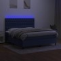 Boxspringbettmatratze und LED-Leuchten aus blauem Stoff 180x200 cm von vidaXL, Betten und Lattenroste - Ref: Foro24-3135139, ...