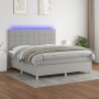 Box spring bed mattress and LED lights light gray fabric 180x200 cm by vidaXL, Beds and slatted bases - Ref: Foro24-3135453, ...