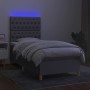 Box spring bed mattress and LED lights light gray fabric 90x200 cm by vidaXL, Beds and slatted bases - Ref: Foro24-3135645, P...