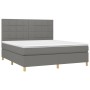 Cama box spring colchón y luces LED tela gris oscuro 160x200 cm de vidaXL, Camas y somieres - Ref: Foro24-3135446, Precio: 58...