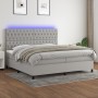 Cama box spring con colchón tela y LED gris claro 200x200 cm de vidaXL, Camas y somieres - Ref: Foro24-3135141, Precio: 702,8...