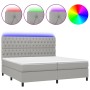 Cama box spring con colchón tela y LED gris claro 200x200 cm de vidaXL, Camas y somieres - Ref: Foro24-3135141, Precio: 702,8...