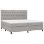 Cama box spring con colchón tela y LED gris claro 200x200 cm de vidaXL, Camas y somieres - Ref: Foro24-3135141, Precio: 702,8...