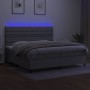 Cama box spring con colchón tela y LED gris claro 200x200 cm de vidaXL, Camas y somieres - Ref: Foro24-3135141, Precio: 702,8...