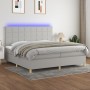 Cama box spring con colchón tela y LED gris claro 200x200 cm de vidaXL, Camas y somieres - Ref: Foro24-3135461, Precio: 653,6...