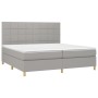 Box spring bed with fabric mattress and light gray LED 200x200 cm by vidaXL, Beds and slatted bases - Ref: Foro24-3135461, Pr...