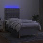 Box spring bed mattress and LED lights light gray fabric 90x190 cm by vidaXL, Beds and slatted bases - Ref: Foro24-3135717, P...