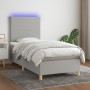 Boxspringbettmatratze und LED-Leuchten aus hellgrauem Stoff 90x190 cm von vidaXL, Betten und Lattenroste - Ref: Foro24-313523...