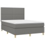 Boxspringbettmatratze und LED-Leuchten dunkelgrauer Stoff 140x200 cm von vidaXL, Betten und Lattenroste - Ref: Foro24-3135358...