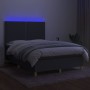 Cama box spring colchón y luces LED tela gris oscuro 140x200 cm de vidaXL, Camas y somieres - Ref: Foro24-3135358, Precio: 50...