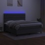 Cama box spring colchón y luces LED tela gris oscuro 160x200 cm de vidaXL, Camas y somieres - Ref: Foro24-3135126, Precio: 59...