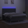 Box spring bed mattress and LED lights dark gray fabric 160x200 cm by vidaXL, Beds and slatted bases - Ref: Foro24-3135686, P...