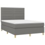 Boxspringbettmatratze und LED-Leuchten dunkelgrauer Stoff 140x200 cm von vidaXL, Betten und Lattenroste - Ref: Foro24-3135518...